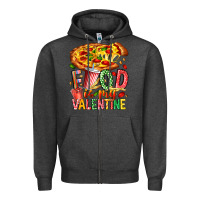 Charcoal Heather Food Is My Valentine Zipper Hoodie - CowhideDigitalArt