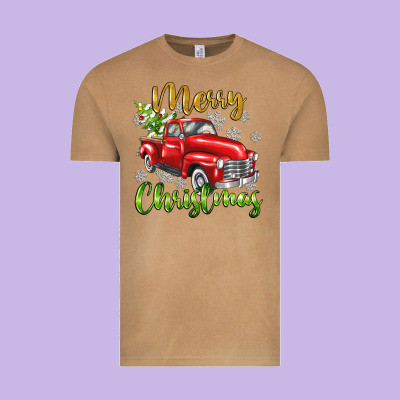 Merry Christmas Truck Vintage Tee Designed By Texasbilliewilder