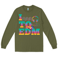 Army Green i listen to edm rainbow letters dj music gift Long Sleeve Tee - lanVoArt