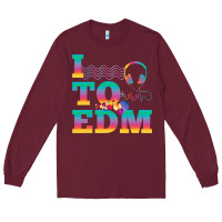 Burgundy i listen to edm rainbow letters dj music gift Long Sleeve Tee - lanVoArt