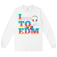 White i listen to edm rainbow letters dj music gift Long Sleeve Tee - lanVoArt