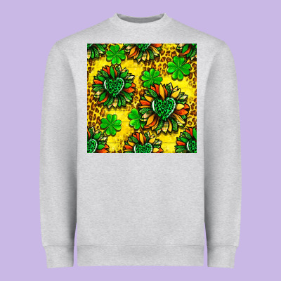 St. Patrick's Sunflower Seamless Pattern Heavyweight Sweatshirt Designed By Bundleandbundleshop
