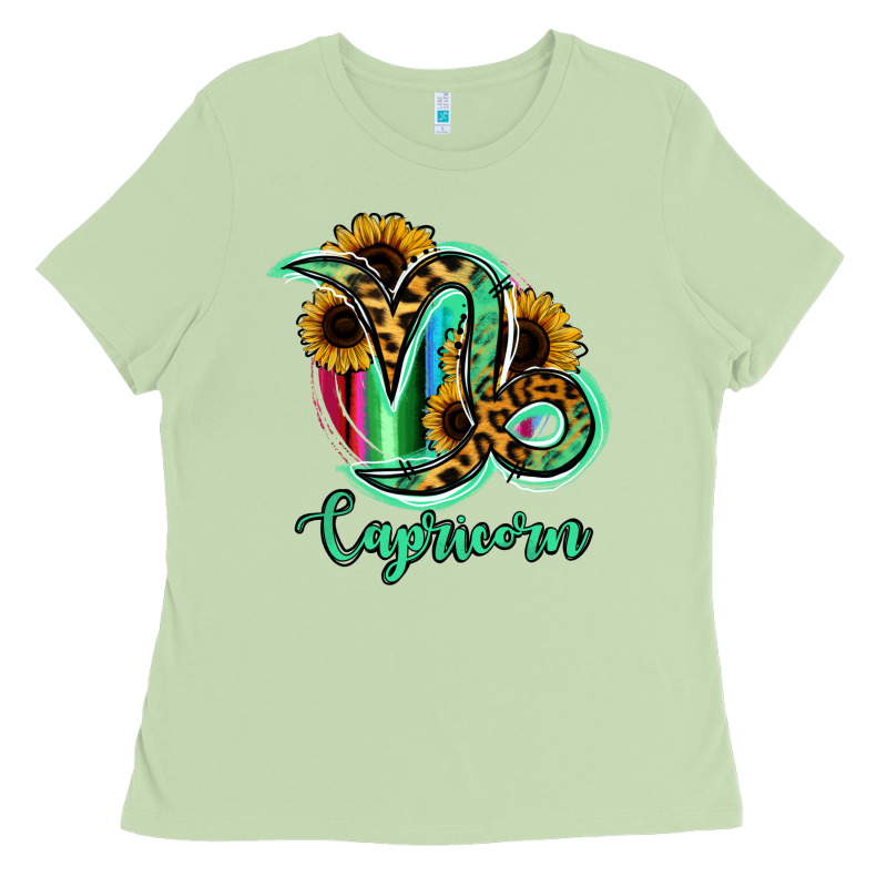 Capricorn Zodiac Sign Sunflower Leopard Serape Ladies Tee by RanaPortraitStore | Teevron