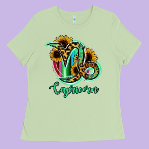 Capricorn Zodiac Sign Sunflower Leopard Serape Ladies Tee Designed By Ranaportraitstore
