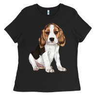 Black beagle puppy Ladies Tee - LillyAllenDesigns
