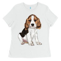 White beagle puppy Ladies Tee - LillyAllenDesigns