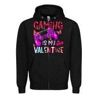 Black gaming is my valentine Zipper Hoodie - CowhideDigitalArt