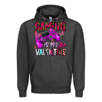 Charcoal Heather gaming is my valentine Zipper Hoodie - CowhideDigitalArt