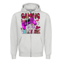 Dove Grey gaming is my valentine Zipper Hoodie - CowhideDigitalArt