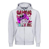 Heather Grey gaming is my valentine Zipper Hoodie - CowhideDigitalArt