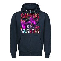 Navy gaming is my valentine Zipper Hoodie - CowhideDigitalArt