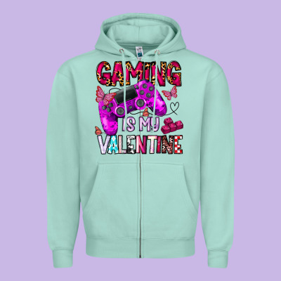 Gaming Is My Valentine Zipper Hoodie Designed By Cowhidedigitalart