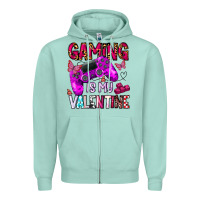 Seafoam gaming is my valentine Zipper Hoodie - CowhideDigitalArt