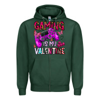 Sports Green gaming is my valentine Zipper Hoodie - CowhideDigitalArt