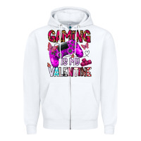 White gaming is my valentine Zipper Hoodie - CowhideDigitalArt