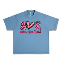 Pebble Blue Peace love cure Cancer Awareness Urban Heavy Tee - HowdyJamesFarm