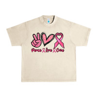 Sandshell Peace love cure Cancer Awareness Urban Heavy Tee - HowdyJamesFarm