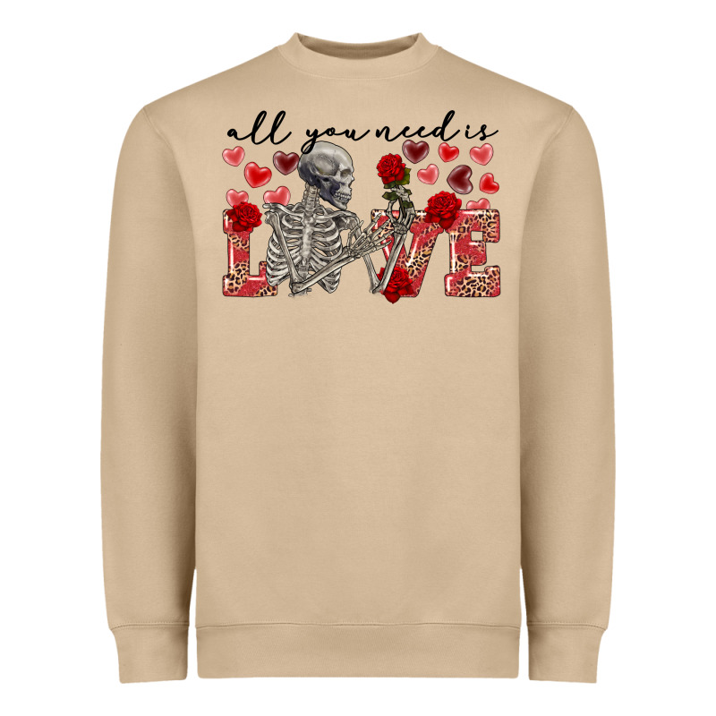 Skeleton All You Need Is Love Heavyweight Sweatshirt by FaDigitalArtStudio | Teevron