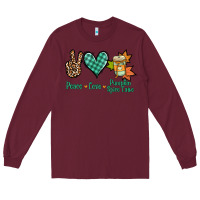 Burgundy peace love pumpkin spice latte Long Sleeve Tee - Jasminsmagicworld