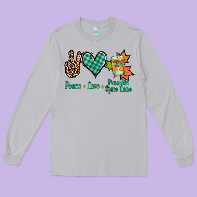 Peace Love Pumpkin Spice Latte Long Sleeve Tee Designed By Jasminsmagicworld