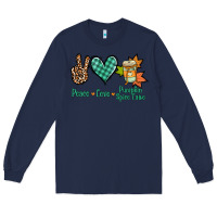 Navy peace love pumpkin spice latte Long Sleeve Tee - Jasminsmagicworld