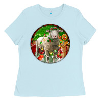 Baby Blue christmas dorset sheep Ladies Tee - LillyAllenDesigns