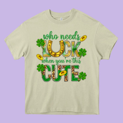 Who Needs Luck When You're This Cute St. Patricks Heavy Core Tee Designed By Bundleandbundleshop
