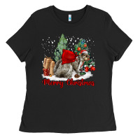 Black Merry Christmas Gray Squirrel Ladies Tee - LillyAllenDesigns