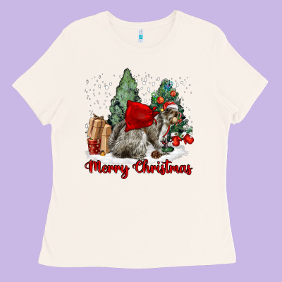 Merry Christmas Gray Squirrel Ladies Tee Designed By Lillyallendesigns