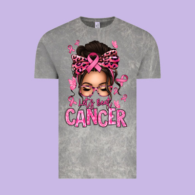 Lets Beat Cancer Afro Messy Bun Vintage Tee Designed By Texasbilliewilder