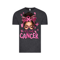 Vintage Black lets beat cancer afro messy bun Vintage Tee - texasbilliewilder
