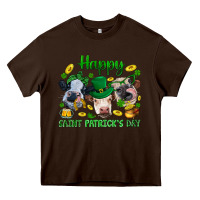 Chocolate Brown Happy Saint Patrick'S Day With Clover Heavy Core Tee - BundleAndBundleShop