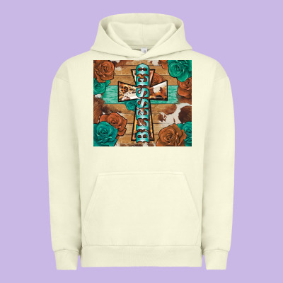Blessed Cross Urban Hoodie Designed By Barkaloodesign