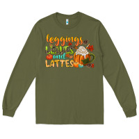 Army Green leaves and lattes Long Sleeve Tee - CowGirlArtShop