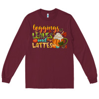Burgundy leaves and lattes Long Sleeve Tee - CowGirlArtShop