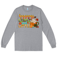 Heather Grey leaves and lattes Long Sleeve Tee - CowGirlArtShop