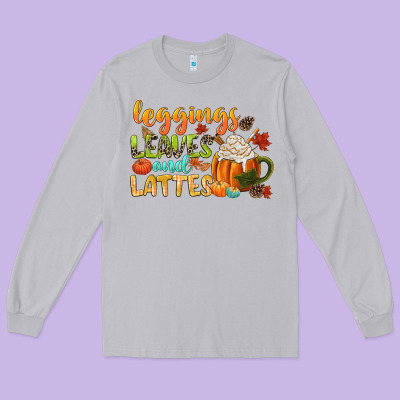 Leaves And Lattes Long Sleeve Tee Designed By Cowgirlartshop