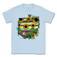 Dusty Blue Ohio Map Sunflower Cactus Serape Classic Tee - RanaPortraitStore