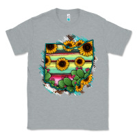 Heather Grey Ohio Map Sunflower Cactus Serape Classic Tee - RanaPortraitStore