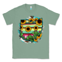 Sage Ohio Map Sunflower Cactus Serape Classic Tee - RanaPortraitStore