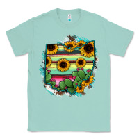 Seafoam Ohio Map Sunflower Cactus Serape Classic Tee - RanaPortraitStore