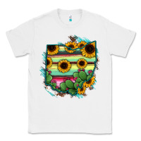 White Ohio Map Sunflower Cactus Serape Classic Tee - RanaPortraitStore