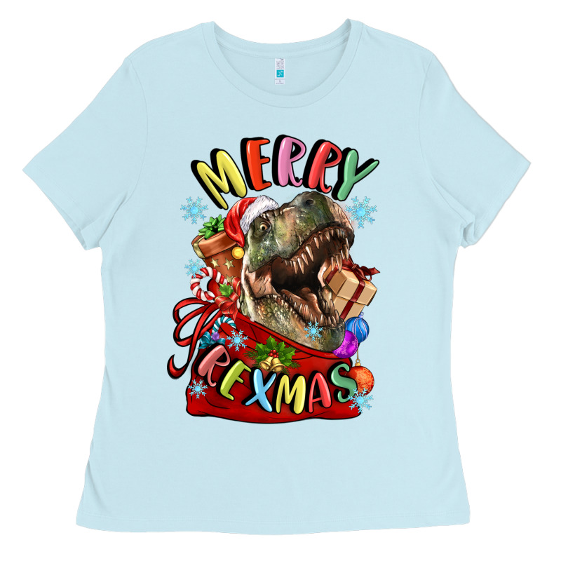 T Rex Merry Rexmas Ladies Tee by LillyAllenDesigns | Teevron