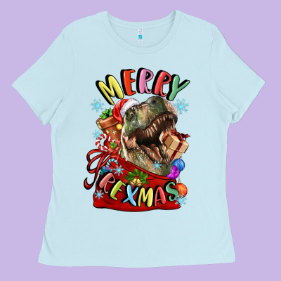 T Rex Merry Rexmas Ladies Tee Designed By Lillyallendesigns