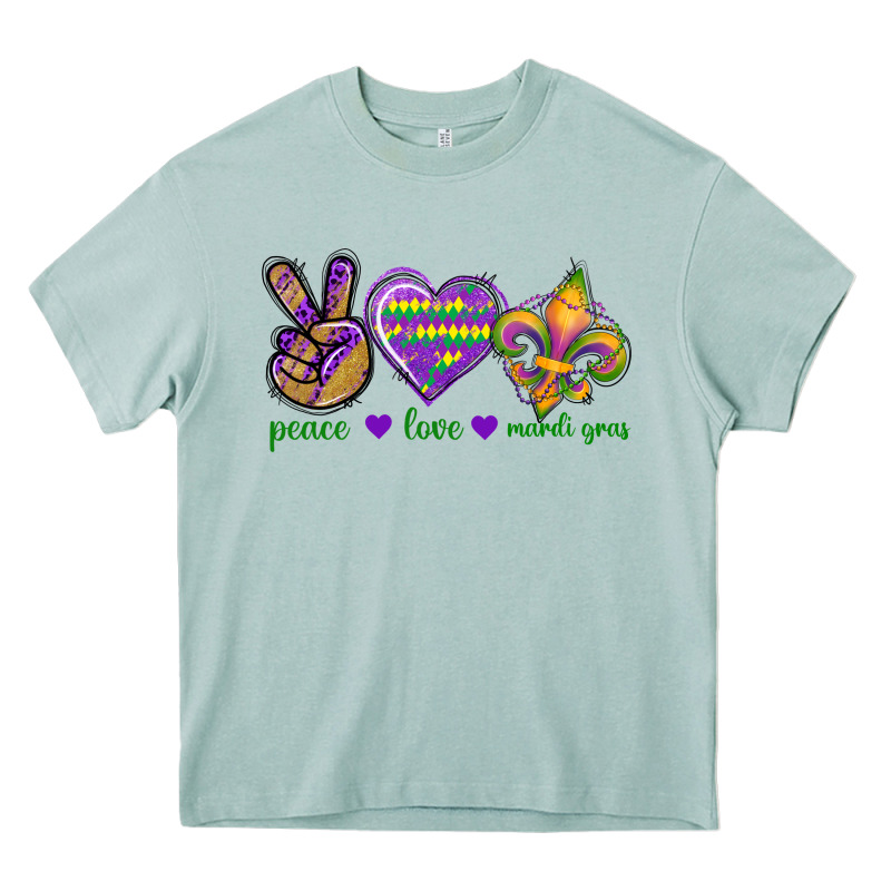 Peace Love Mardi Gras Heavy Core Tee by BundleAndBundleShop | Teevron