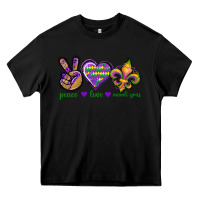 Black Peace Love Mardi Gras Heavy Core Tee - BundleAndBundleShop