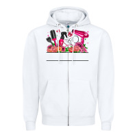White Hair Stylist Your Textt Zipper Hoodie - CowhideDigitalArt