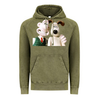 Vintage Olive the man with his dog taking selfie w.a.l.l.a.c.e Vintage Hoodie - lanVoArt