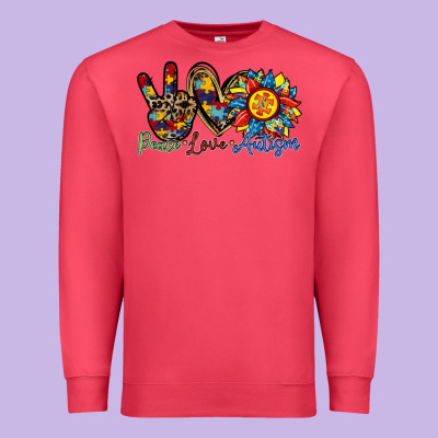 Peace Love Autism Sunflower Premium Sweatshirt Designed By Racoondesign