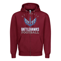 Burgundy stl battlehawks football! xfl Zipper Hoodie - lanVoArt